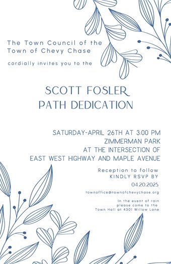 Invitation to Scott Fosler Path Dedication, April 26, 3 p.m.